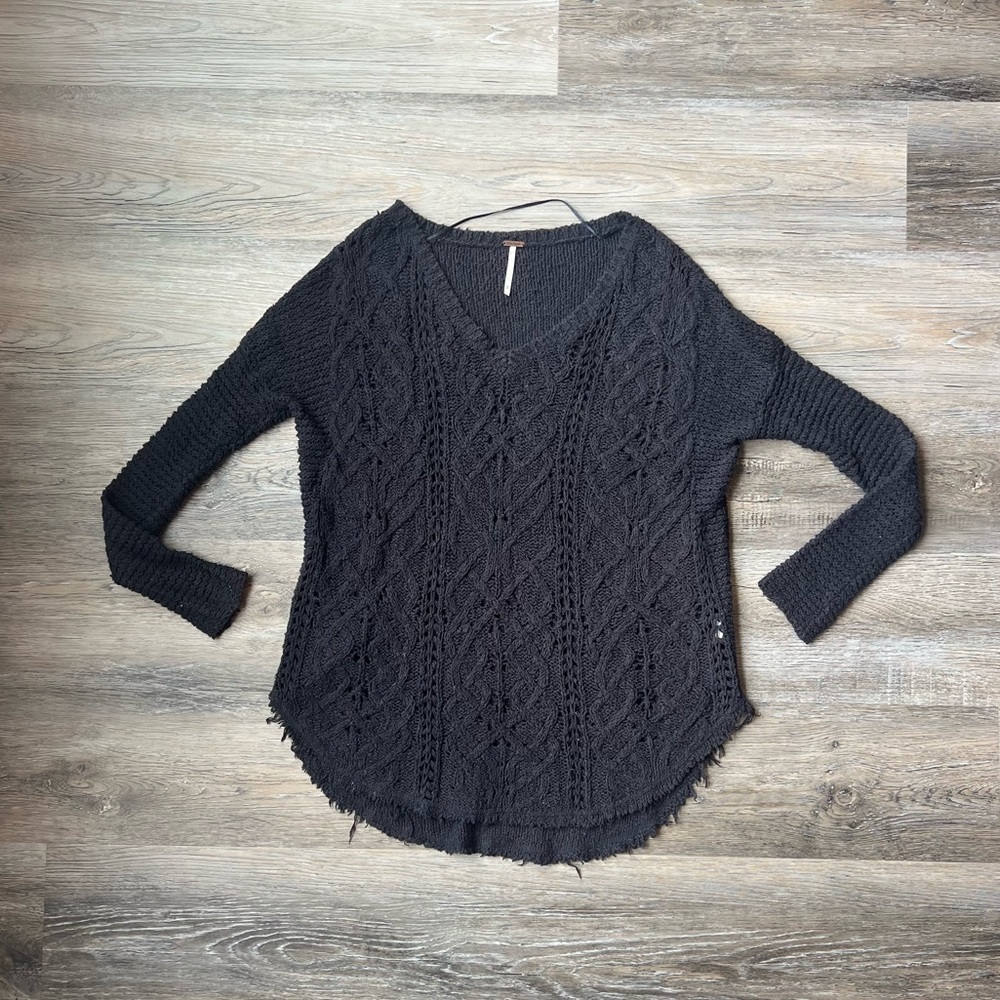 Free People cable knit v-neck sweater